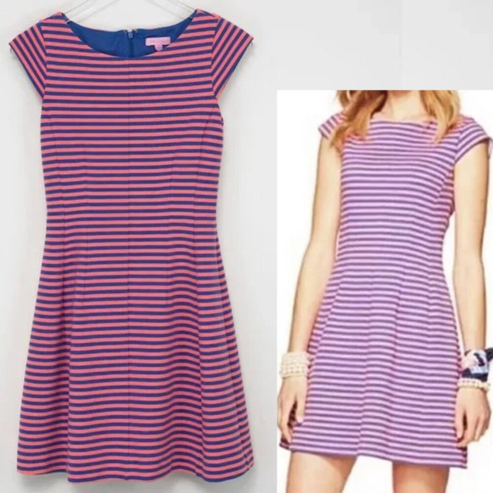 Lilly Pulitzer Briella Dress Mini Fit & Flare Ottoman Stripes Pink Size Small